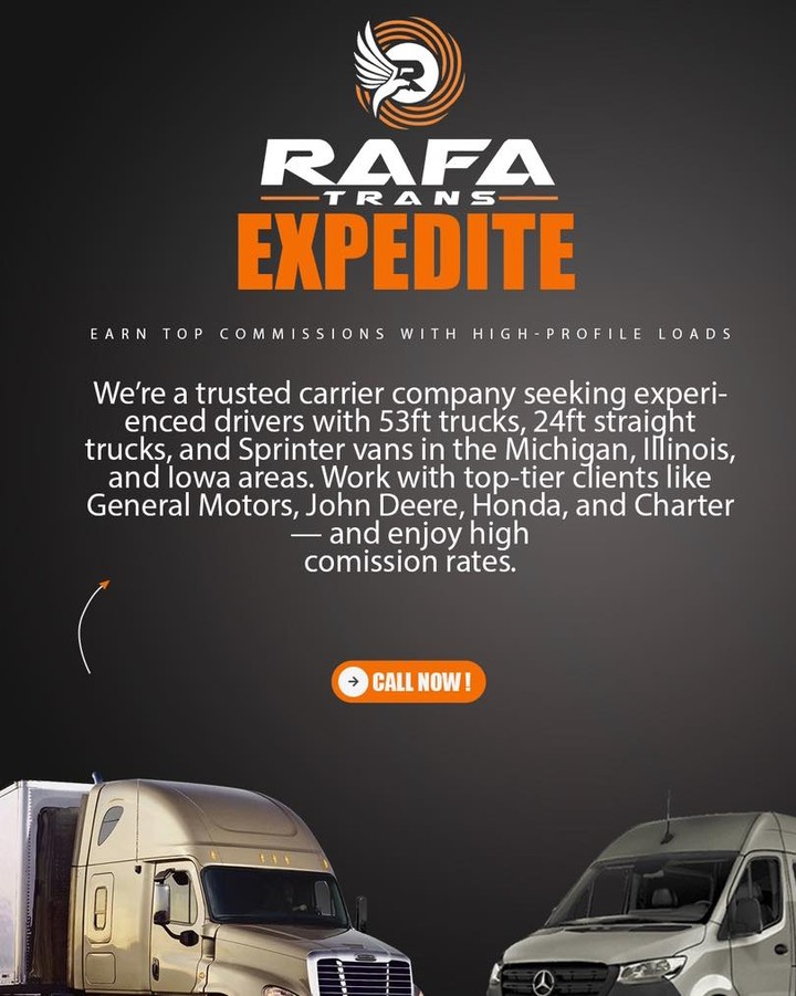Rafa Trans Expedite is Hiring Owner Operators! Maximize your earnings
