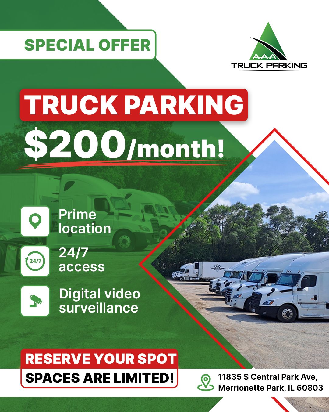Bezbedan Truck Parking u Chicagu – Samo $200 Mesečno