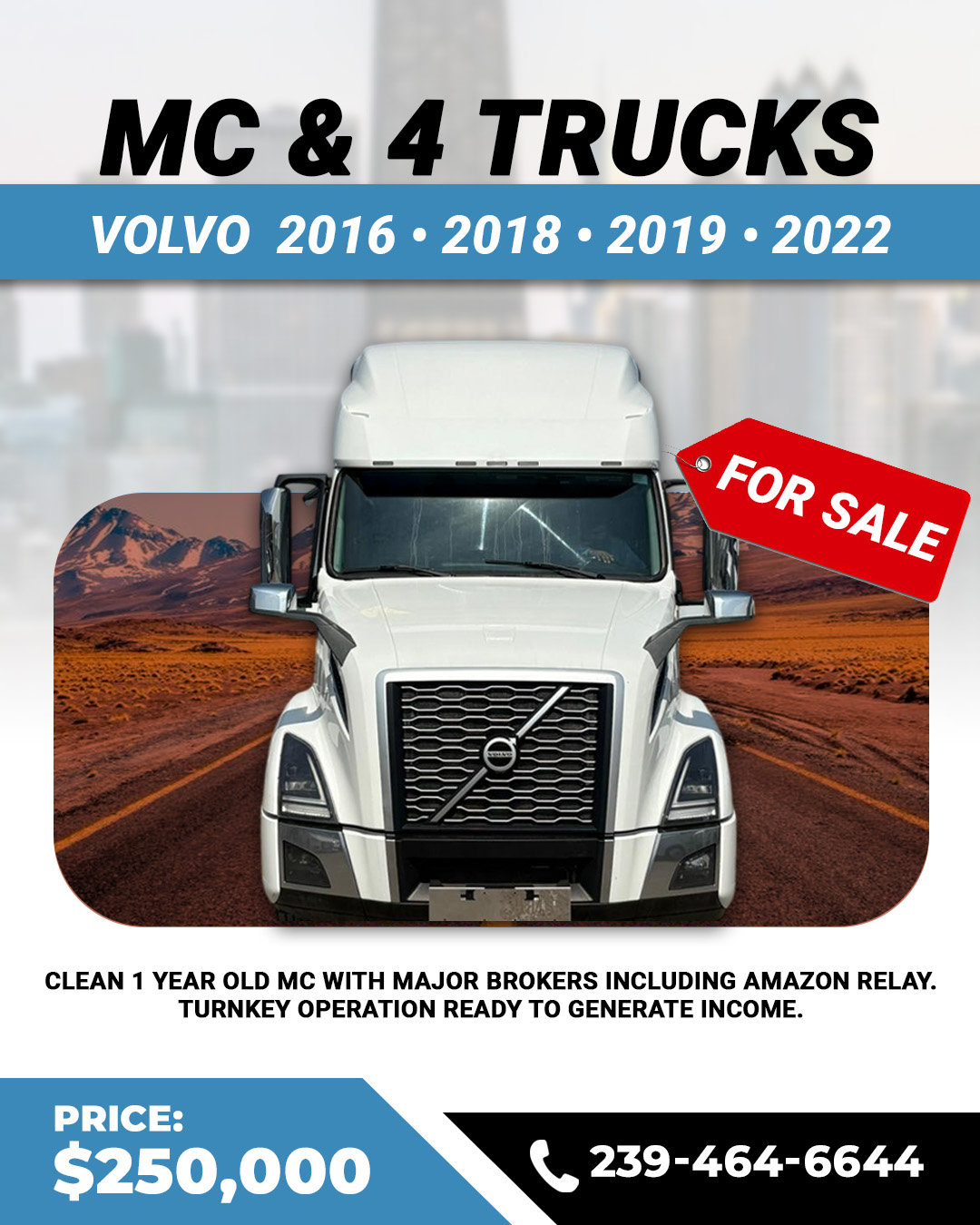 Turnkey Trucking Business for Sale – MC + 4 Volvo Trucks Included - Balkan Truckers US