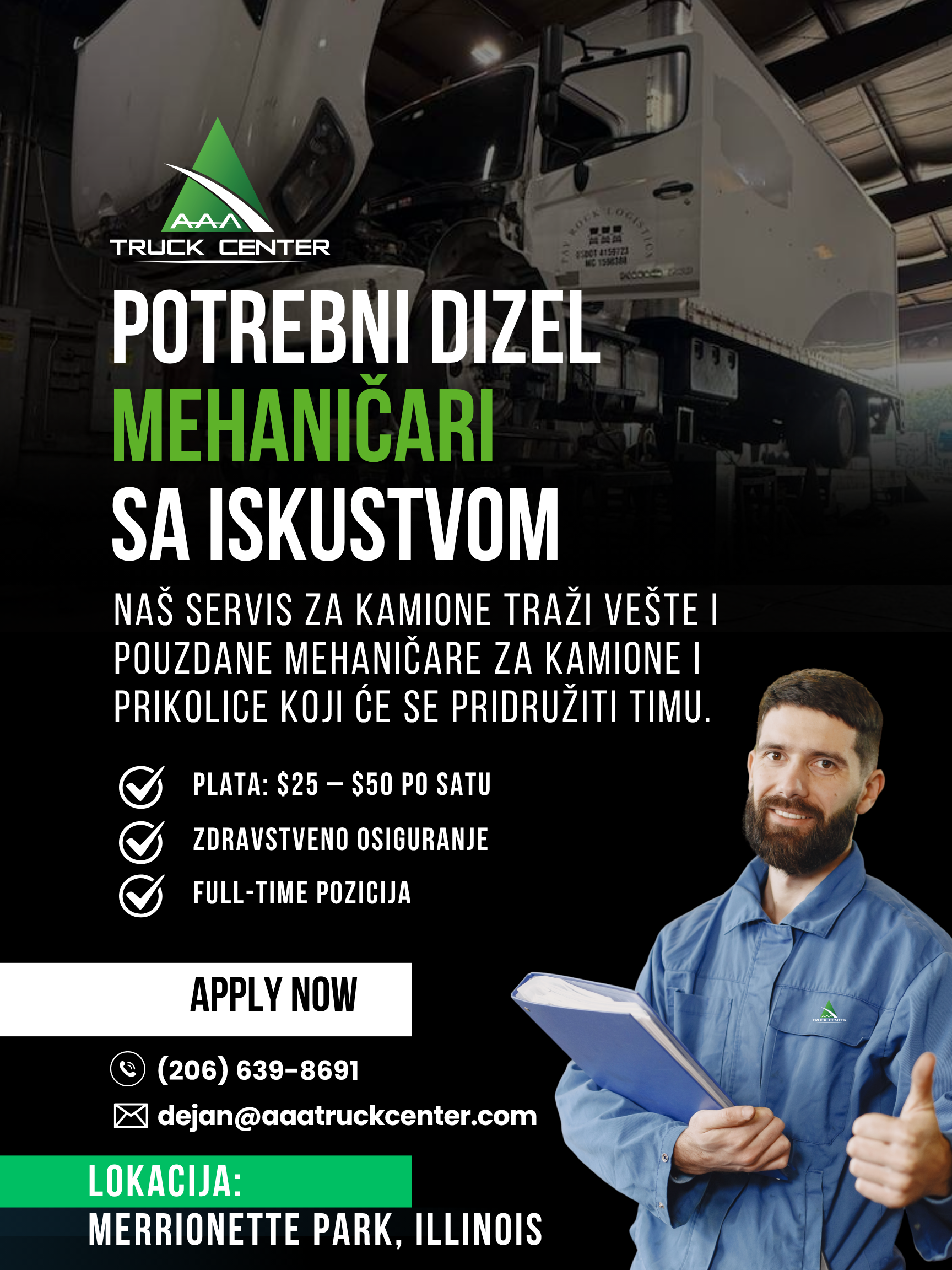 Tražiš stabilan posao u kao mehaničar? Pridruži se našem timu u Illinois-u - Balkan Truckers US