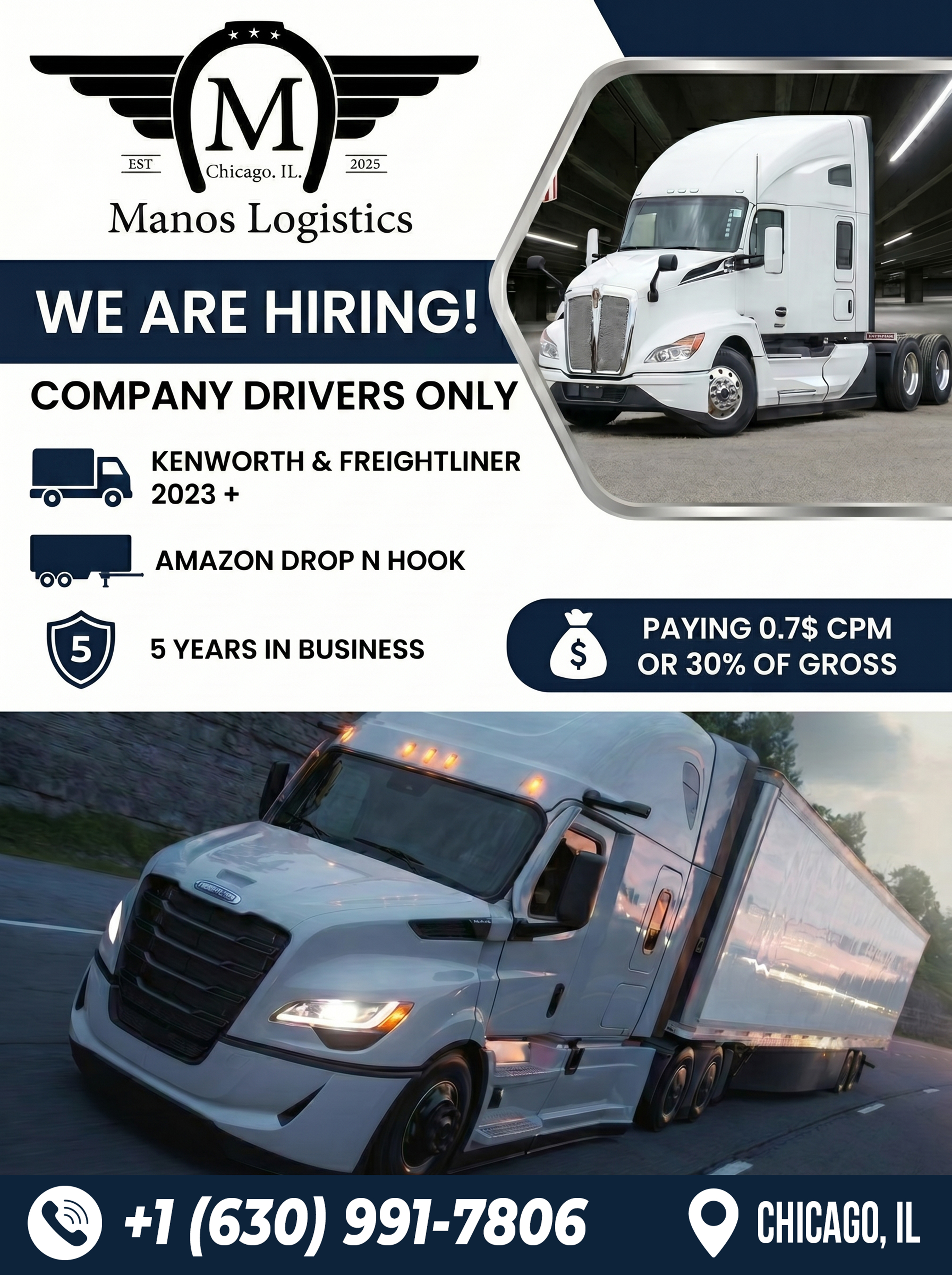 Manos Logistics Is Hiring Company Drivers in Chicago - Balkan Truckers US