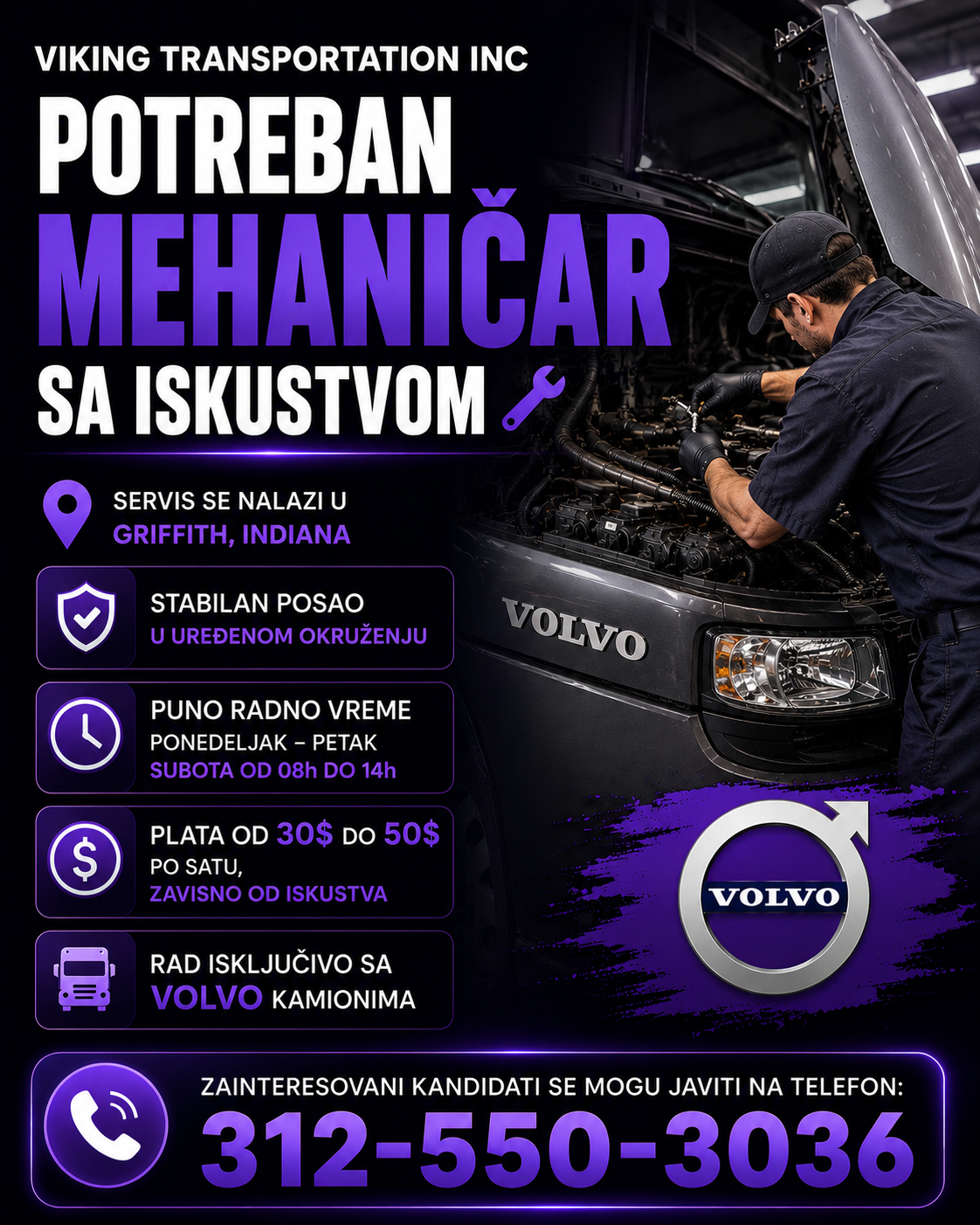 VIKING TRANSPORTATION INC TRAŽI MEHANIČARA SA ISKUSTVOM - Balkan Truckers US