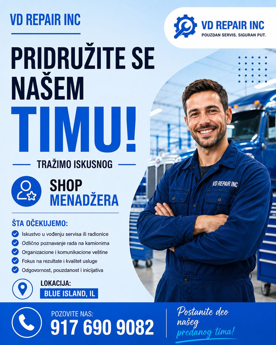VD Repair Inc zapošljava Shop Menadžera! - Balkan Truckers US