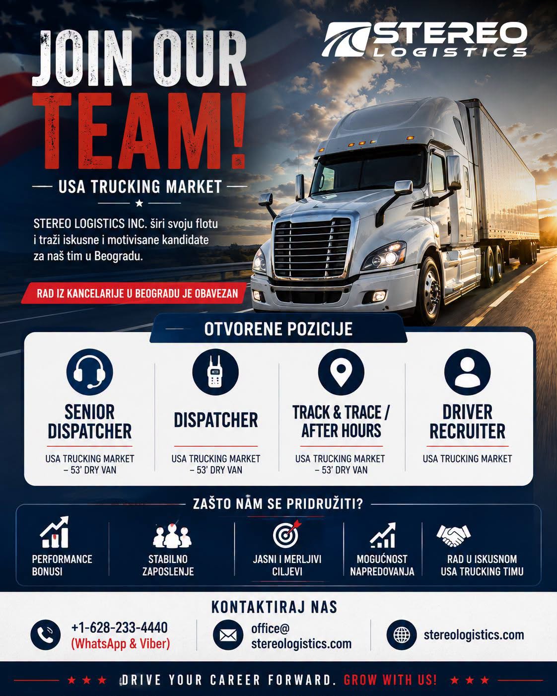 STEREO LOGISTICS INC. ZAPOŠLJAVA U BEOGRADU! - Balkan Truckers US