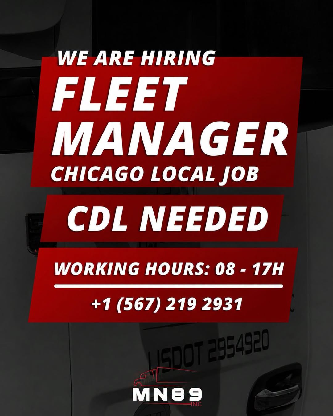 MN89 Inc. from Chicago is hiring a Fleet Manager to join our team  - Balkan Truckers US