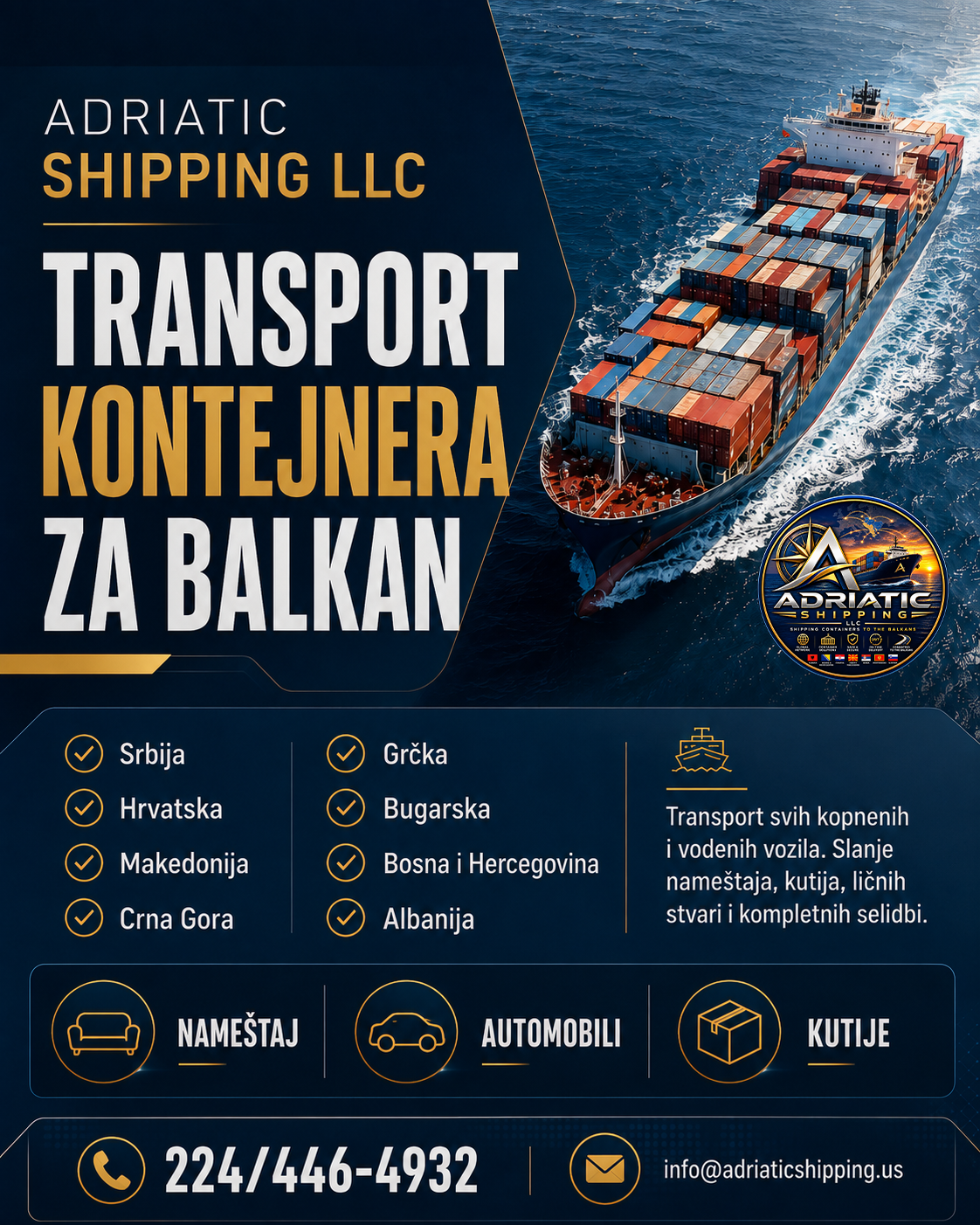Transport kontejnera za Balkan – ADRIATIC SHIPPING LLC - Balkan Truckers US