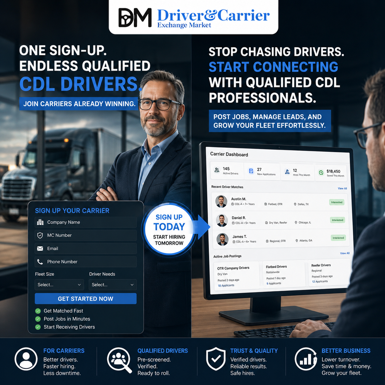 One Sign-Up. Endless Opportunities to Find Qualified CDL Drivers - Balkan Truckers US