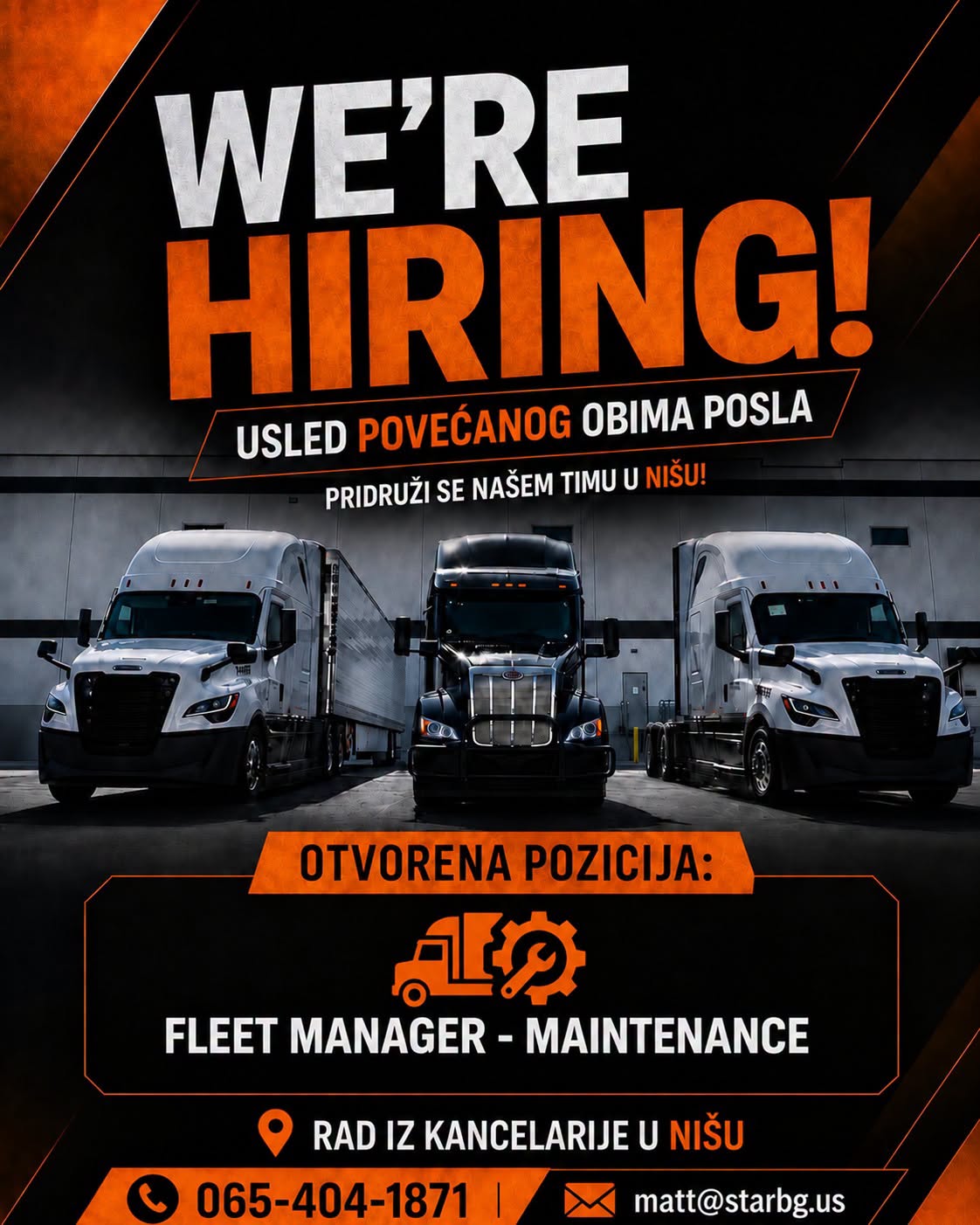 Star BG zapošljava Fleet Managera za office u Nišu - Balkan Truckers US