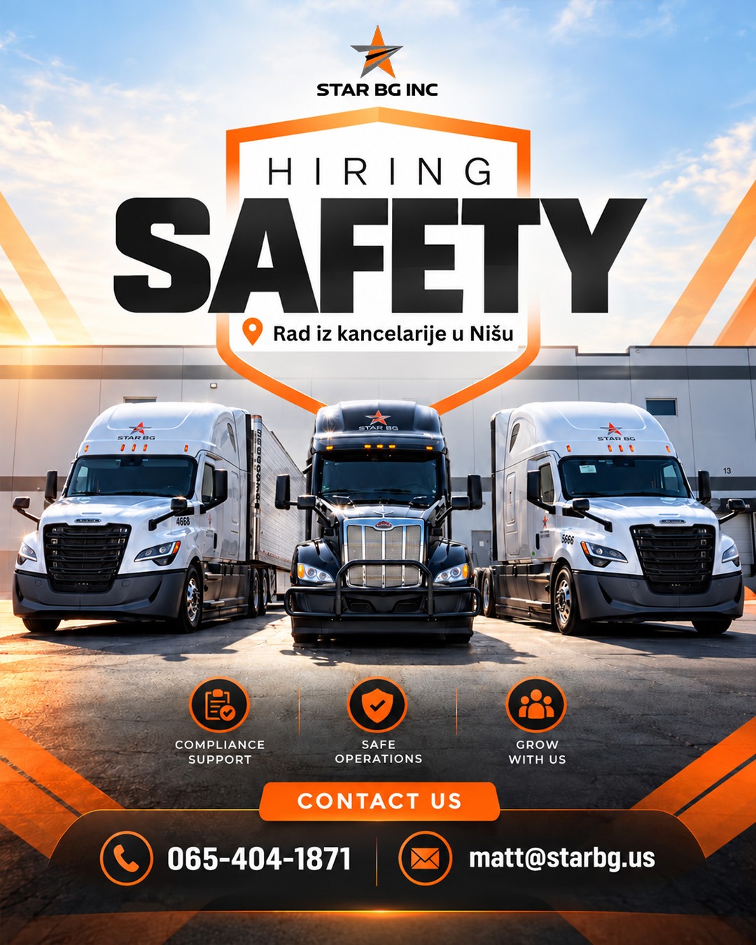 STAR BG INC zapošljava u Safety sektoru: Rad iz kancelarije u Nišu - Balkan Truckers US