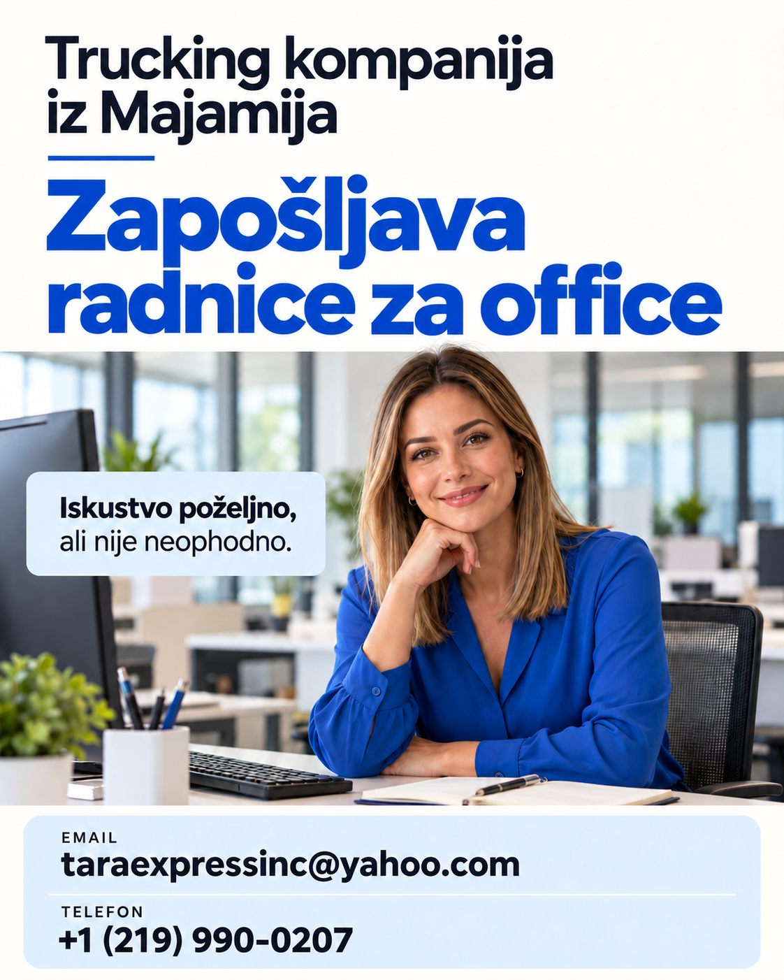 Trucking kompanija iz Majamija zapošljava radnice za kancelariju - Balkan Truckers US