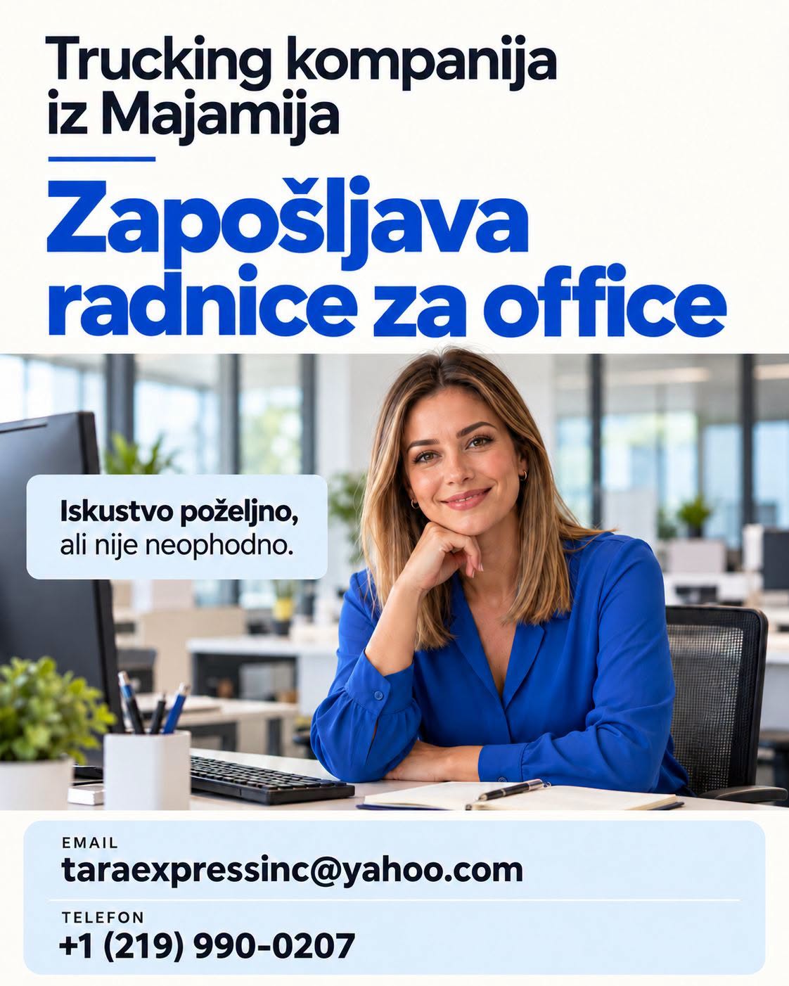 Trucking kompanija iz Majamija zapošljava za rad u kancelariji